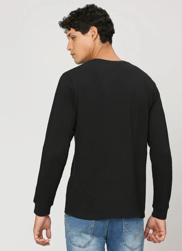 PEPE JEANS CREW NECK FULL SLEEVE BLACK T-SHIRT - Image 3