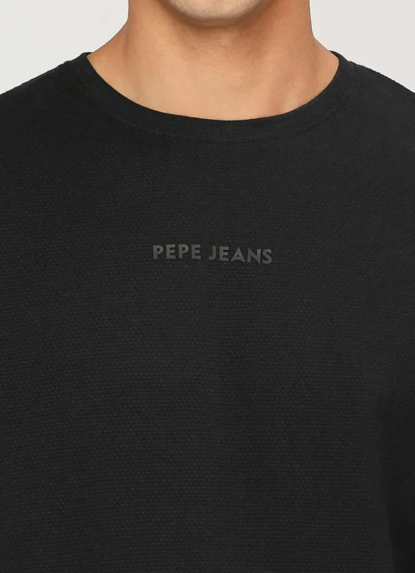 PEPE JEANS CREW NECK FULL SLEEVE BLACK T-SHIRT - Image 5
