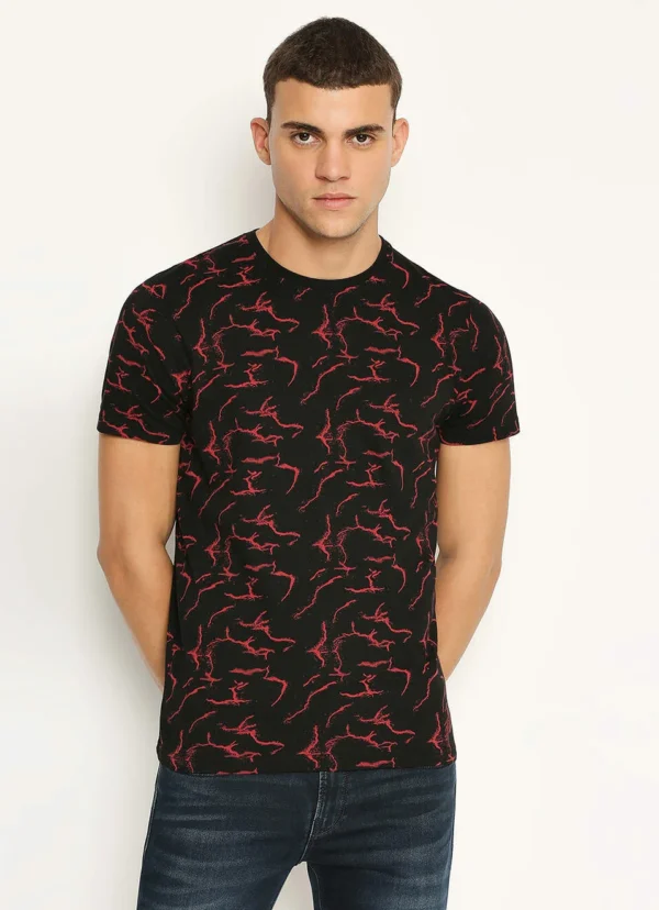 PEPE JEANS BLACK GRAPHIC PRINT SHORT SLEEVE T-SHIRT - Image 3