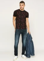 PEPE JEANS BLACK GRAPHIC PRINT SHORT SLEEVE T-SHIRT