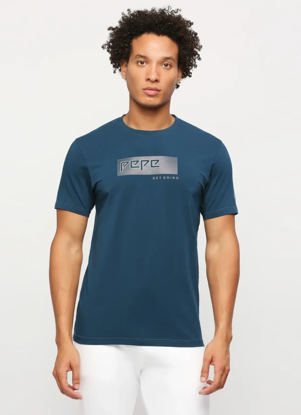 8905875059134_2 PEPE JEANS GRAPHIC PRINT SHORT SLEVEE TEEL BLUE T-SHIRT - Image 3