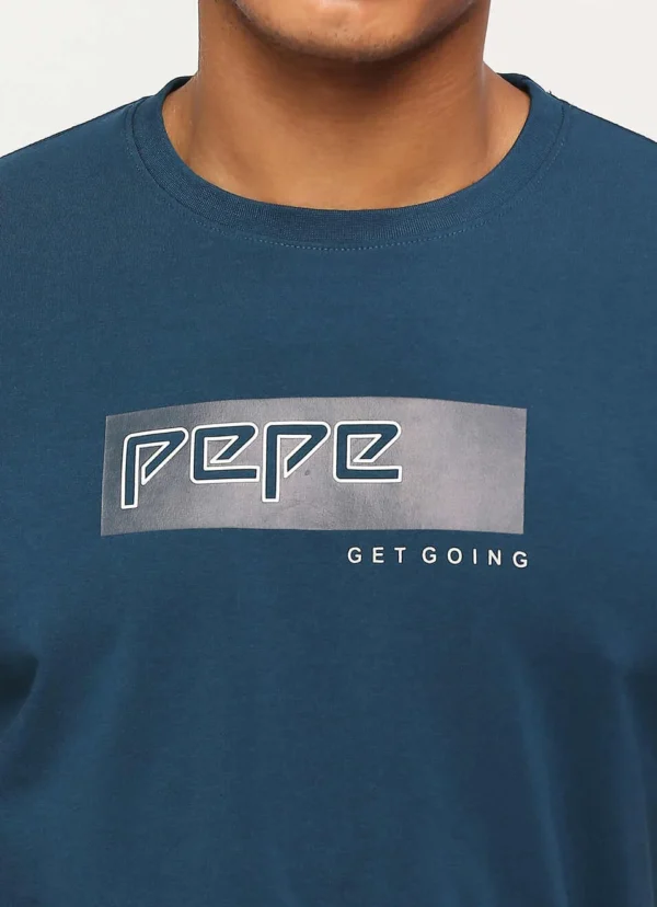 8905875059134_5 PEPE JEANS GRAPHIC PRINT SHORT SLEVEE TEEL BLUE T-SHIRT - Image 6