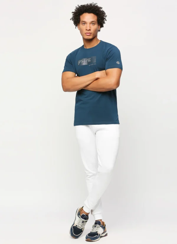 8905875059134_7 PEPE JEANS GRAPHIC PRINT SHORT SLEVEE TEEL BLUE T-SHIRT - Image 7