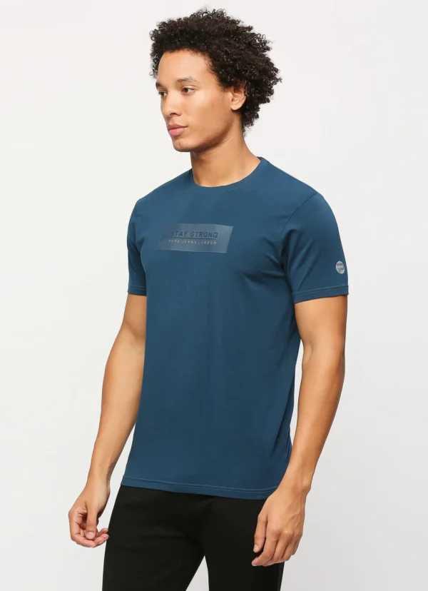 8905875059202_4 PEPE JEANS GRAPHIC PRINT SHORT SLEVEE T-SHIRT TEAL BLUE - Image 7