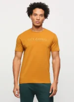 PEPE JEANS MUSTARD CREW NECK SHORT SLEEVE TYPOGRAPHY PRINTED SLIM FIT T-SHIRT - Image 3