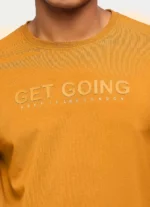 PEPE JEANS MUSTARD CREW NECK SHORT SLEEVE TYPOGRAPHY PRINTED SLIM FIT T-SHIRT - Image 6