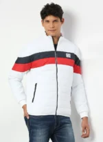 PEPE JEANS WHITE PRINTED KAMACHI FIT PUFFER JACKET