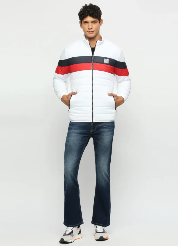 PEPE JEANS WHITE PRINTED KAMACHI FIT PUFFER JACKET - Image 4