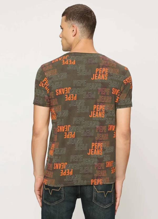 PEPE JEANS OLIVE LETTER PRINT SHORT SLEEVE T-SHIRT - Image 2