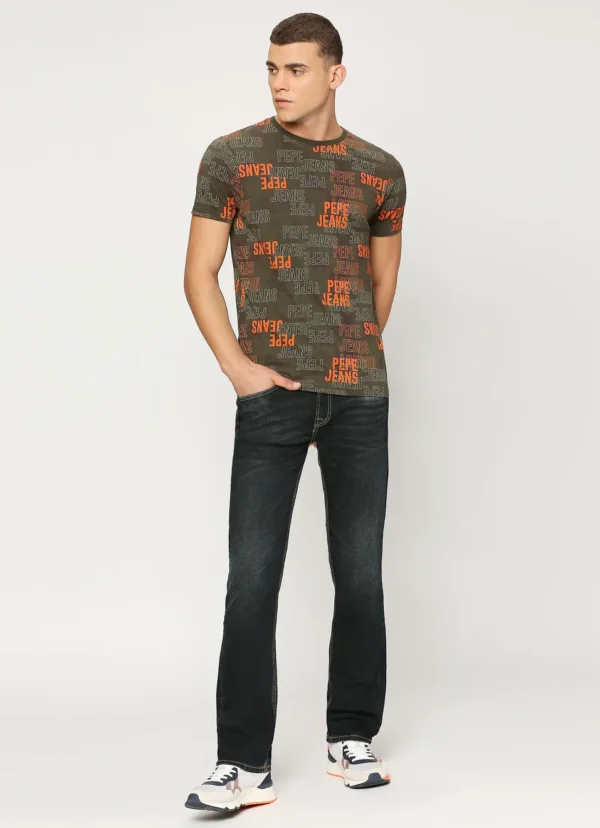 PEPE JEANS OLIVE LETTER PRINT SHORT SLEEVE T-SHIRT - Image 5