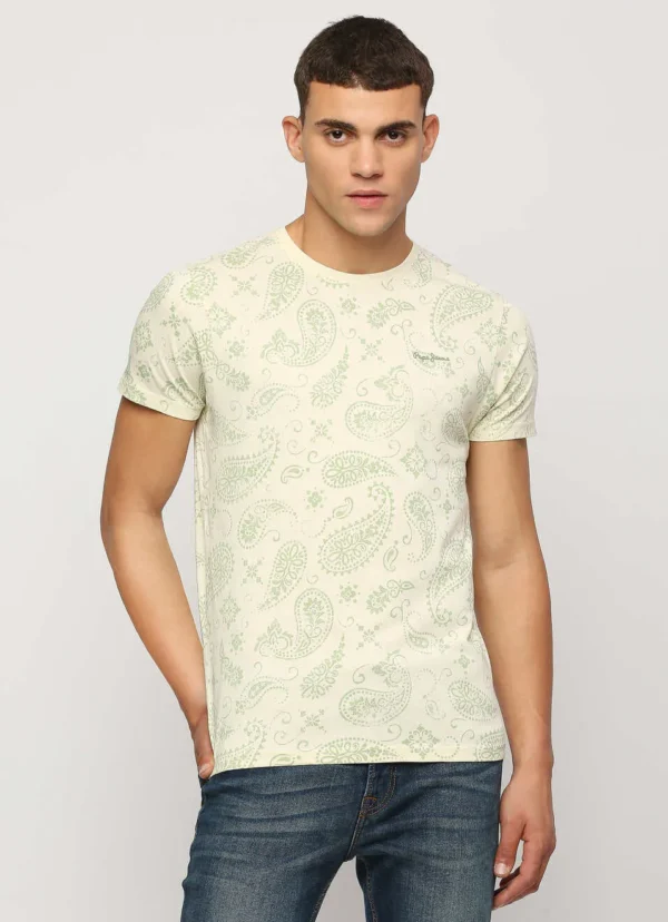 8905875063827_1 PEPE JEANS WHITE PRINTED SHORT SLEEVE T-SHIRT - Image 1