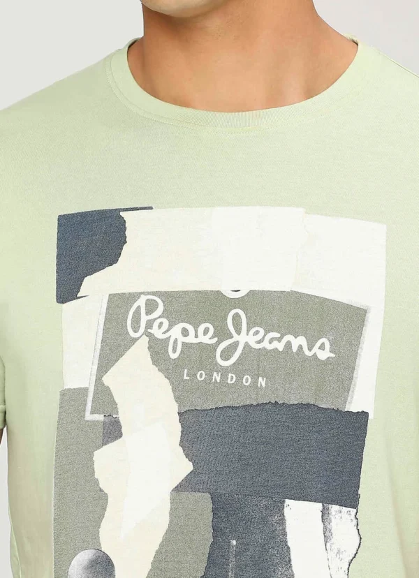 8905875063889_5 PEPE JEANS GREEN CREW NECK SHORT SLEEVE T-SHIRT - Image 5