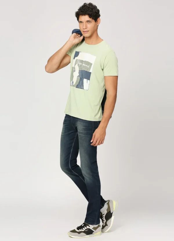 8905875063889_6 PEPE JEANS GREEN CREW NECK SHORT SLEEVE T-SHIRT - Image 6