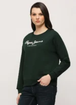 Pepe Jeans Women's Brooke Branding Graphic Green Sweatshirt - Image 5