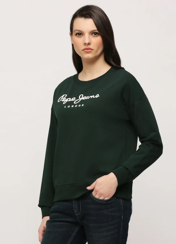 Pepe Jeans Women's Brooke Branding Graphic Green Sweatshirt - Image 5