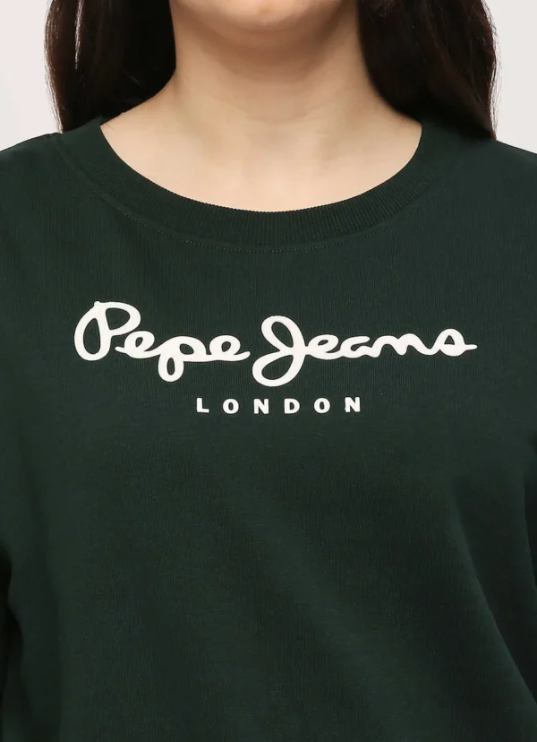 Pepe Jeans Women's Brooke Branding Graphic Green Sweatshirt - Image 6
