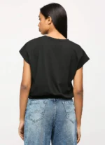 Black Round Neck Short Sleeve T-Shirt - Image 3