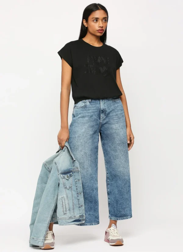 8905875080619_6 Black Round Neck Short Sleeve T-Shirt - Image 6