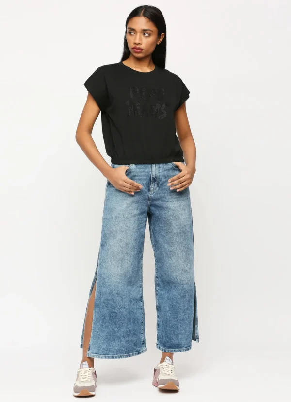 8905875080619_7 Black Round Neck Short Sleeve T-Shirt - Image 7