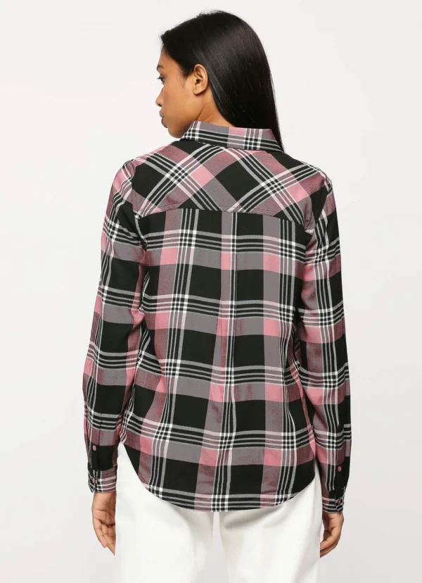 Pepe Jeans Black & Pink Cotton Chequered Shirt For Women/Ladies - Image 4