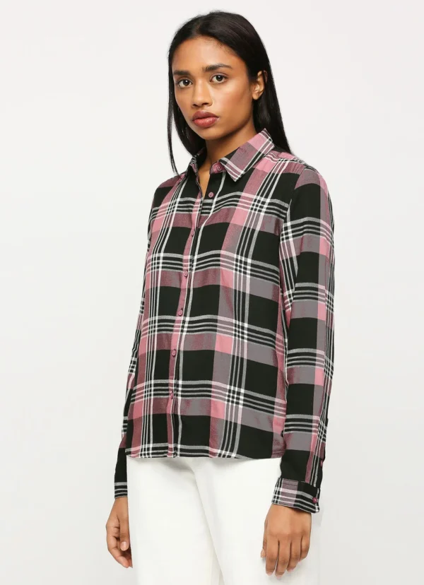 Pepe Jeans Black & Pink Cotton Chequered Shirt For Women/Ladies - Image 5