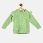MINI KLUB Baby Girls Round Neck Green Sweater