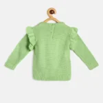 MINI KLUB Baby Girls Round Neck Green Sweater - Image 3