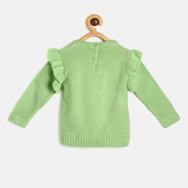 MINI KLUB Baby Girls Round Neck Green Sweater - Image 3