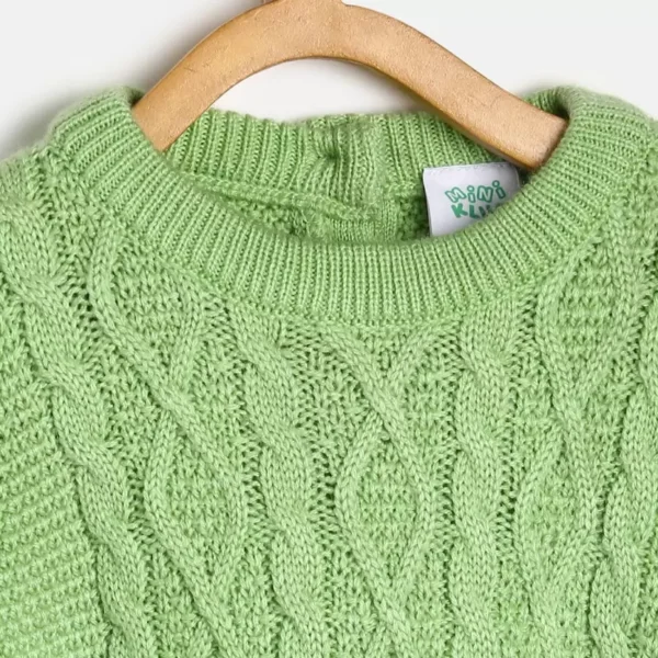 MINI KLUB Baby Girls Round Neck Green Sweater - Image 2