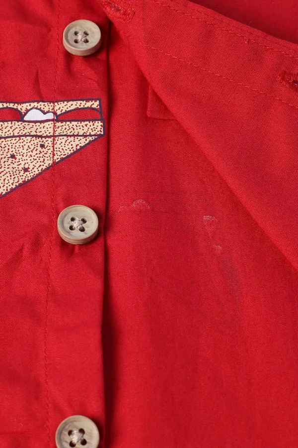 MINI KLUB Red Print Casual Full Sleeves Regular Collar Boys Regular Fit Shirt - Image 5