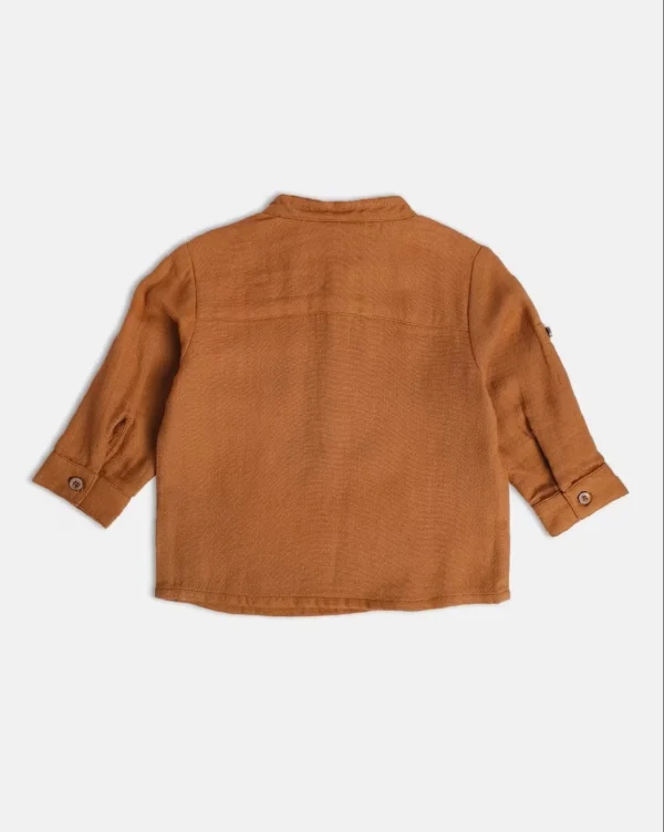 MINI KLUB Brown Print Casual Full Sleeves Regular Collar Boys Regular Fit Shirt - Image 2