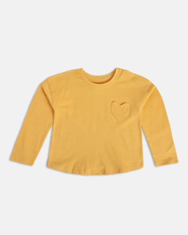 MINI KLBU Kids Yellow Printed Full Sleeves Top For Girls - Image 1