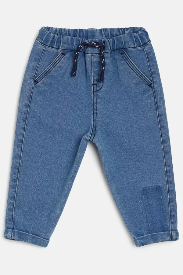 MINI KLUB Medium Blue Solid Full Length Casual Boys Regular Fit Pants - Image 1