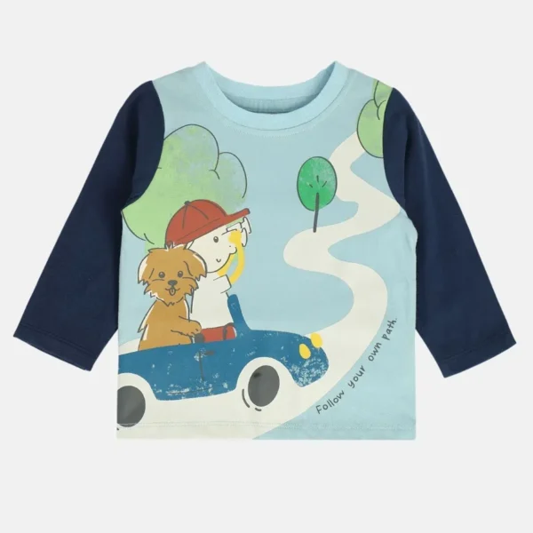 Graphic Print Crew-Neck T-Shirt Blue - Image 1