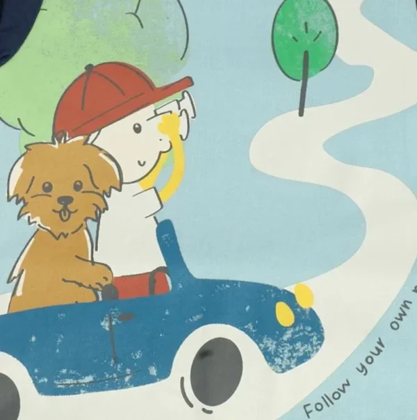 Graphic Print Crew-Neck T-Shirt Blue - Image 3