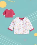 MINI KLUB Red Print Casual Full Sleeves Round Neck Girls Reversible Jacket/Sweater/Windcheater