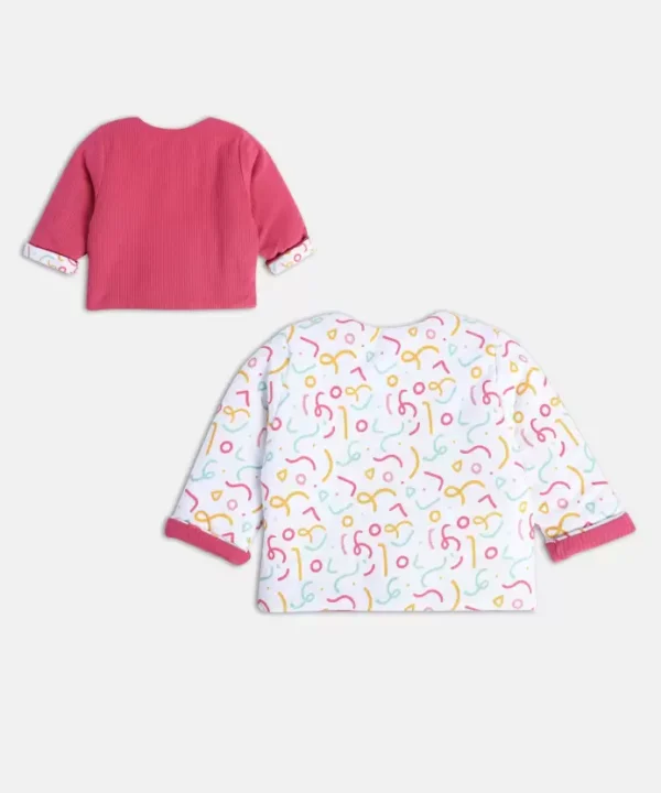 MINI KLUB Red Print Casual Full Sleeves Round Neck Girls Reversible Jacket/Sweater/Windcheater - Image 5