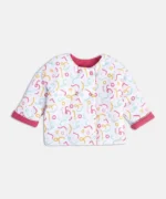 MINI KLUB Red Print Casual Full Sleeves Round Neck Girls Reversible Jacket/Sweater/Windcheater - Image 3