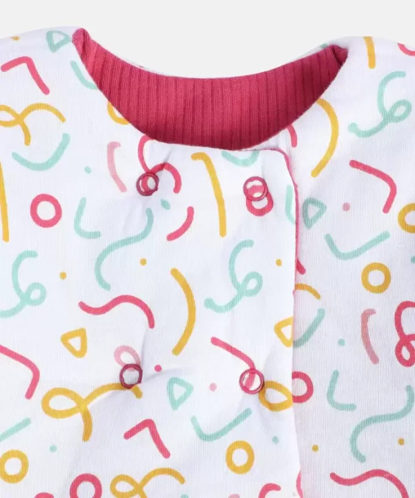 MINI KLUB Red Print Casual Full Sleeves Round Neck Girls Reversible Jacket/Sweater/Windcheater - Image 2