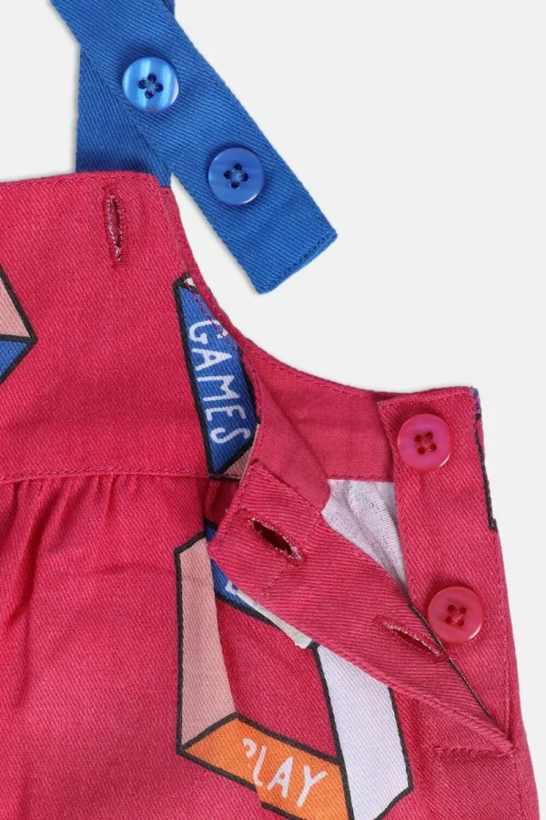MINI KLUB Multi-Colored Print Casual Girls Regular Fit Dungaree Set - Image 3
