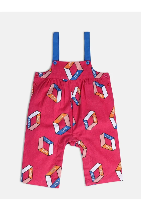 MINI KLUB Multi-Colored Print Casual Girls Regular Fit Dungaree Set - Image 4