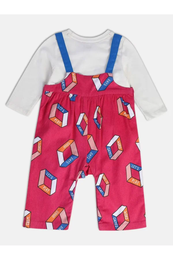 MINI KLUB Multi-Colored Print Casual Girls Regular Fit Dungaree Set - Image 2