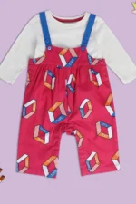 MINI KLUB Multi-Colored Print Casual Girls Regular Fit Dungaree Set