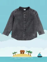 MINI KLUB Kids Grey Solid Full Sleeves Shirt