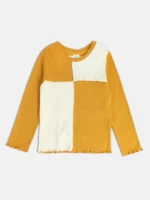 MINI KLUB New Born Baby Girl Yellow  Color Block Top