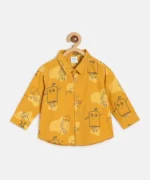 MINI KLUB Baby Boys Regular Fit Printed Spread Collar Casual Shirt Yellow