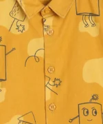 MINI KLUB Baby Boys Regular Fit Printed Spread Collar Casual Shirt Yellow - Image 3