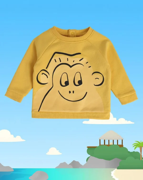 MINI KLUB Baby Girls Yellow Cotton Dress Sweater - Image 1