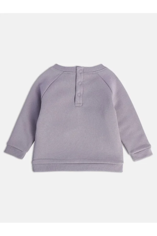 8907095977847_2 MINI KLUB Lilac Print Grey Sweatshirt Dress Sweater - Image 2