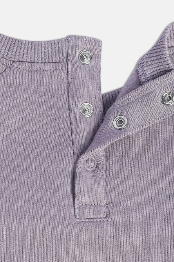 8907095977847_5 MINI KLUB Lilac Print Grey Sweatshirt Dress Sweater - Image 5